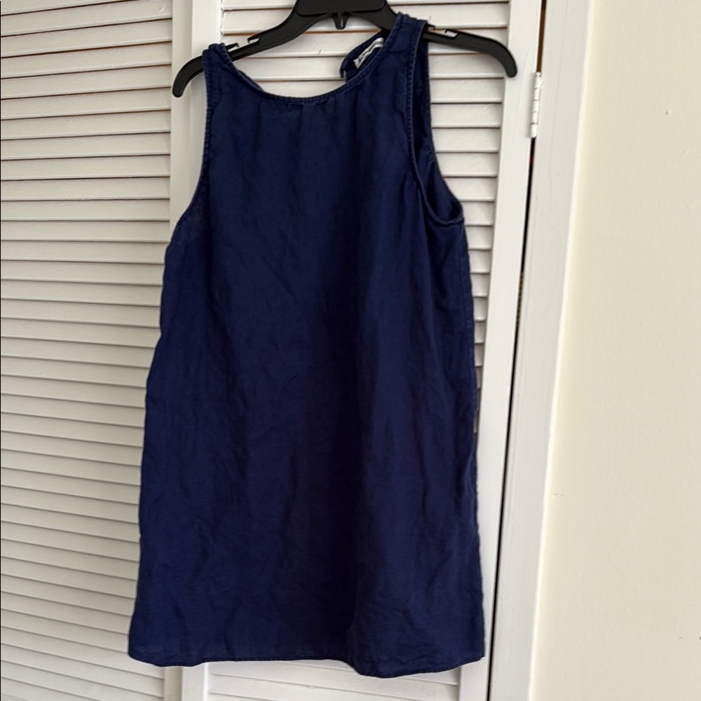 REFORMATION Navy Blue Linen Sleeveless Dress
